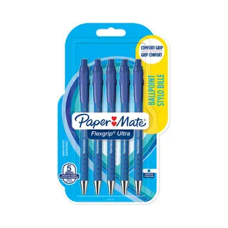 Papermate Flexgrip Ultra Blue Clip-on retractable ballpoint pen Medium 5 pc(s)