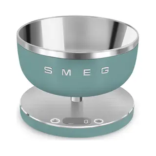 Smeg KSC01EGMWW Küchenwaage Hellgrün, Edelstahl Arbeitsplatte Rund Elektronische Küchenwaage