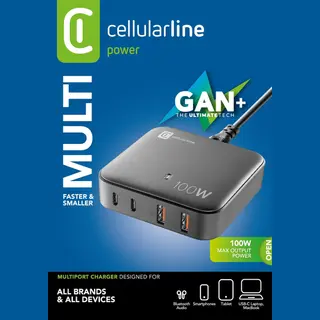 Cellularline ACHUSBGAN4PD100WK oplader voor mobiele apparatuur Universeel Zwart Ac Snel opladen Binnen