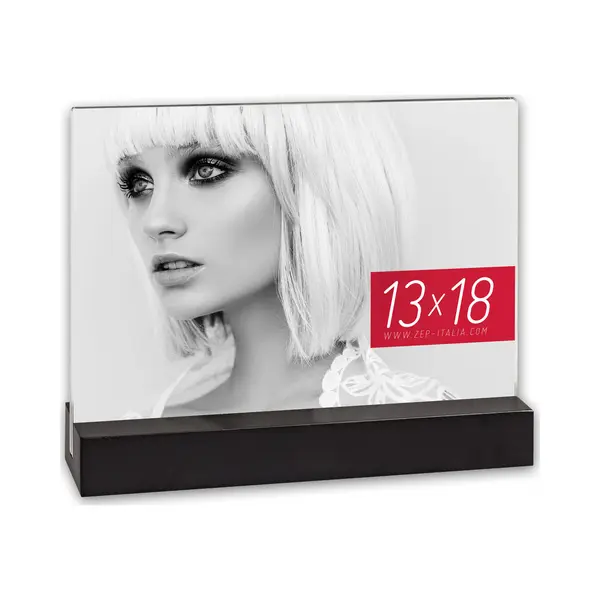 Zep - Acryl Fotolijst Dresda Voor Foto 10x15 Met Houten Standaard Zwart - AQ746B thumbnail