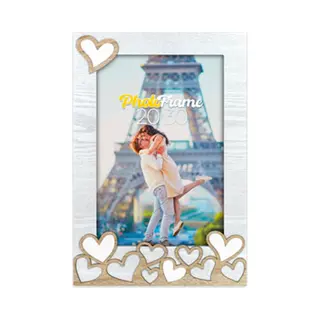 Zep - Houten Fotolijst Lavinia Wit Met Hartjes Voor Foto Formaat 20x30 Cm - EA8823