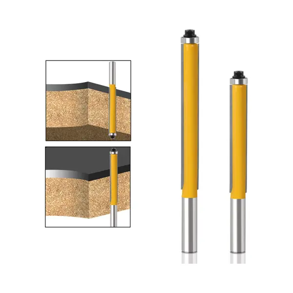 2 Stuks - Industriële Freesbit - 8mm Schacht Verlengd Kopieerfrees - Vlakke Trimfrees - Anti-terugslagontwerp - Voor Houtbewerking thumbnail