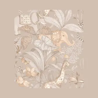 Me&miniMe Behang - Kinderkamer – Jungle - Dieren- Grijs- Beige - Babykamer - Kinderbehang – Olifant - Giraffe- 0, 53 X 10, 05 M