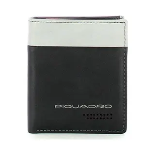 Piquadro, Portemonnaie, Leather Wallet, For Back And Credit Cards, Black, Gray, Schwarz