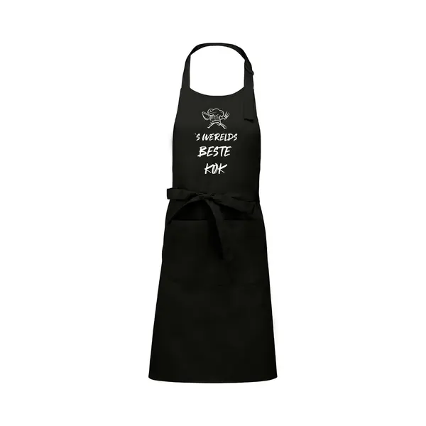 Kariban Mijncadeautje - Schort - S'-Werelds Beste Kok - Mooie - Grappige - Leuke Keukenschort - Zwart thumbnail