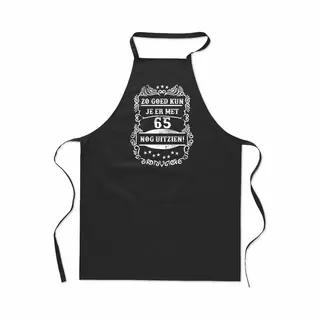 Midocean Zo Goed Met - 65 Jaar - Keukenschort Classic - 100% Katoen - Leeftijd - Geboortejaar - Verjaardag En Feest - Cadeau - Kado - Unisex - Zwart - Unisex
