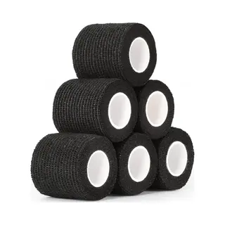 6 Rollen Zelfklevend Verband, 5 Cm X 4, 5 M, Sportverband, Ademend, Elastisch, Geschikt Voor Polsen, Enkels En Gezwollen Plekken (zwart).