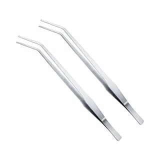 2-stuks Gebogen Aquariumpincet - Gepolijste Roestvrijstalen Tang - Precisie Gekartelde Punten - 15 Inch - Multifunctionele Pincet - Gemakkelijk Vast