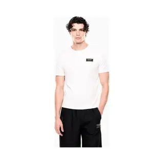 EA7voor Mannen. 7M001331_AF13739 T-shirt Met Witte Ronde Hals (L), Casual, Katoen, Korte Mouwen