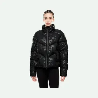 EA7 Bomber Winter Jacke Mit Kapuze Schwarz Rein Damen - Xl