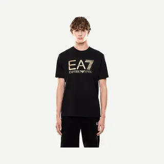 EA7 Logo Series T-Shirt Kurzarm Schwarz Rein Gold - S
