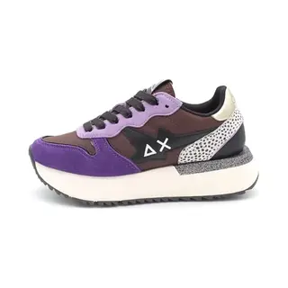 SUN68 Big Stargirl Damessneakers Van Nylon En Zwart Suède, Aubergine, 39 Eu