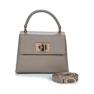 Furla Leren Handtas Avondtas 1927 Mini Top Handle Bag Stucco Gray Taupe