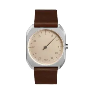 Slow Mo 08 - Dark Brown Leather Silver Case Creme Dial Unisex Quartz Watch With Beige Dial Analogue Display And Dark Brown Leather Strap