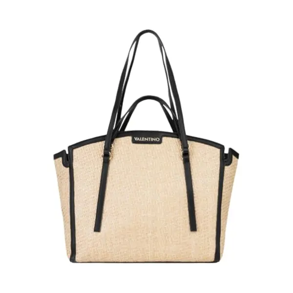 Valentino Handtas Schoudertas Demetra Shopping Bag Naturale / Nero Zwart thumbnail