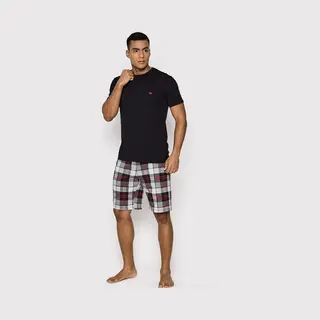 Emporio Armani Pattern Mix Mannen Shortama - Black Check - Maat S