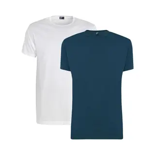 Alan Red T-Shirt Ronde Hals Dubbel Pak Wit/blauw, Effen