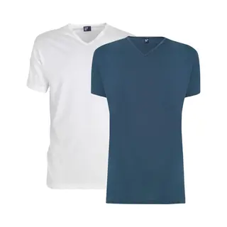 Alan Red Vermont T-Shirt V-hals Dubbel Pak Wit/blauw, Effen