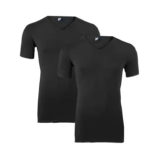 Alan Red Oklahoma T-Shirt V-hals Dubbel Pak Zwart, Effen