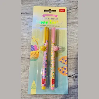 Legami - Set Van 2 Lovely Friends Gelpennen, Hoppy Easter, Gelimiteerde Editie, Afneembaar En Recombineerbaar, Voorkomt Rollen, Roze En Paarse Inkt