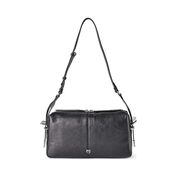 Pinko 24 Classic Schoudertas Leer 34 Cm - Dames - Nero-old Silver thumbnail