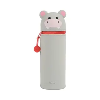 I-Total - Zachte Siliconen Etui Voor School, Uittrekbaar Met Profielvorm, Hippo, Eén Maat, Kawaii