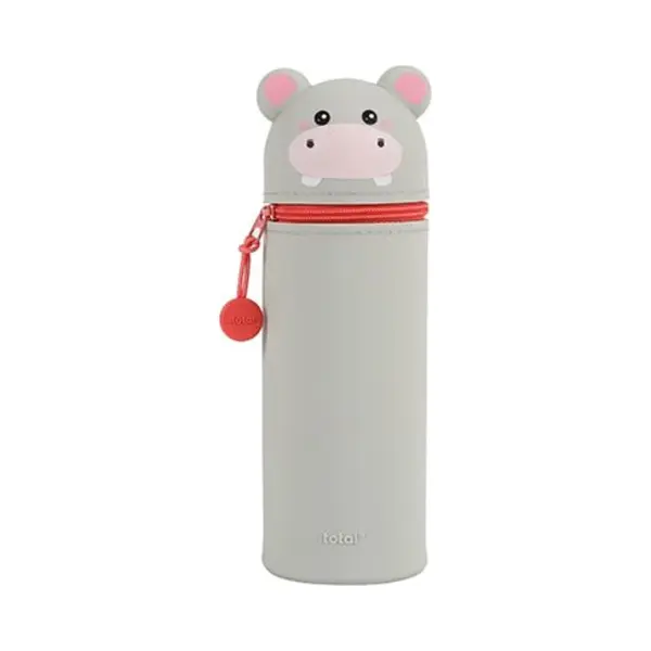I-Total - Zachte Siliconen Etui Voor School, Uittrekbaar Met Profielvorm, Hippo, Eén Maat, Kawaii thumbnail