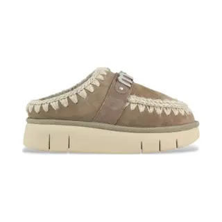 Mou Für Damen. Mu.FW531001A Bounce Clogs Lederclogs Metall-Logo, Taupe (41), 3 Bis 5 Cm, Keine, Lässig