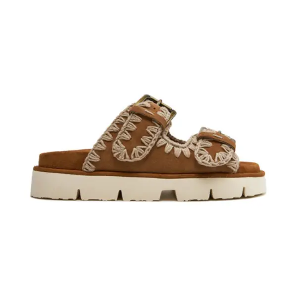 Mou For Woman. Mu.SW461005A Suede Sandals Bio Two Buckles Brown (37), 1 To 3 Cm, None, Casual thumbnail