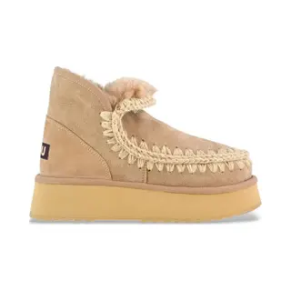 Mou For Woman. Mu.FW681000A Mini Eskimo Platform Boot Suede (40), Leather, Brown, Flat, None, Casual