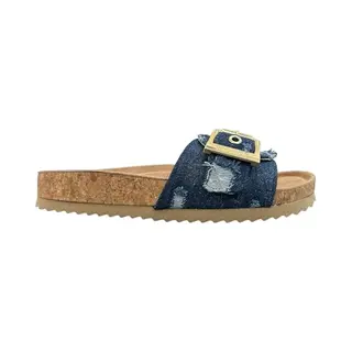 Colors Of California Einreihige Sandale Aus Denim Und Kork Für Damen, Blau, 40 Eu