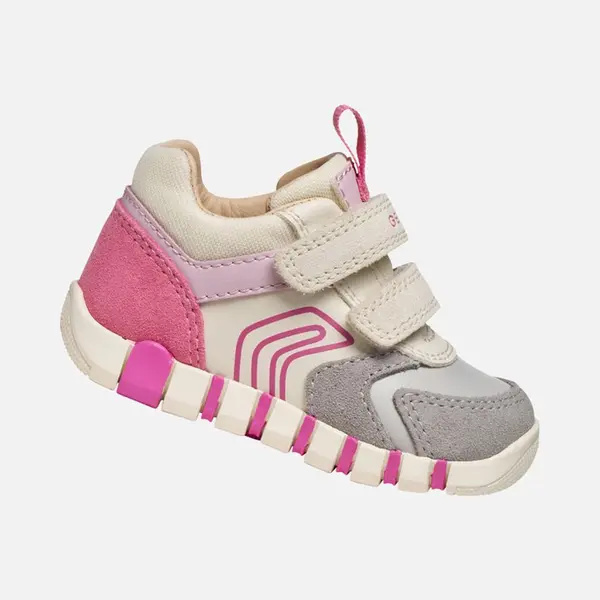 Geox Iupidoo 2v Grey Pink Kids First Shoes B3558C-C0874 In A Plain Leather And Man-made In Size 25 thumbnail