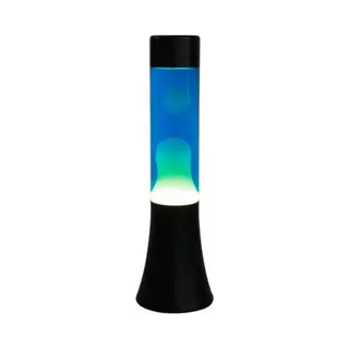 I-Total Lavalamp - Lava Lamp - Sfeerlamp - 30x9 Cm - Glas/Aluminium - 25W - Blauw Met Witte Lava - Zwart - XL2455