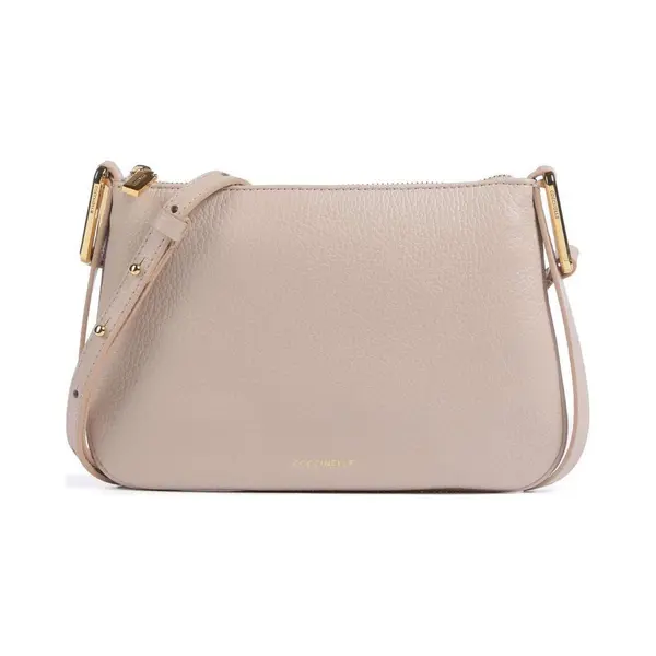 Coccinelle Leren Schoudertas Magie Mini Bag Grained Leather Rosette Beige thumbnail