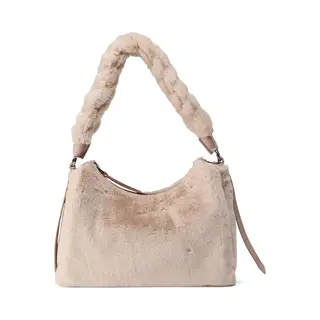 Coccinelle Schoudertas Boheme Synthetic Fur Shoulder Bag Natural / Rosette Beige