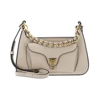 Coccinelle Leren Handtas Schoudertas Beat Grained Leather Handbag Sandshell Beige