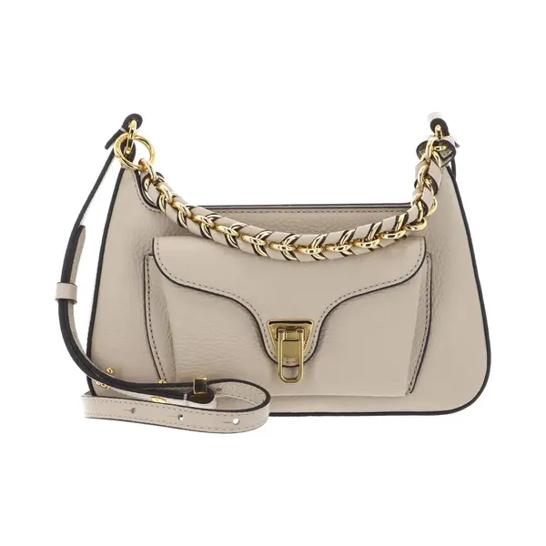 Coccinelle Leren Handtas Schoudertas Beat Grained Leather Handbag Sandshell Beige thumbnail