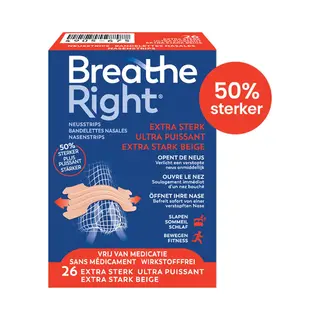Breathe Right Anti Snurk Neusstrips - Extra Sterk - Neuspleisters - Neusspreider - Normale Huid - Large 26 Stuks - Huidskleurig - Goede Nachtrust -