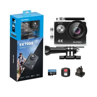 Akaso EK7000 Action Camera 4K – Waterdicht 30m – Afstandsbediening – 4× Zoom – WiFi – Onderwatercamera Met 64GB Sd-kaart & Accessoireset
