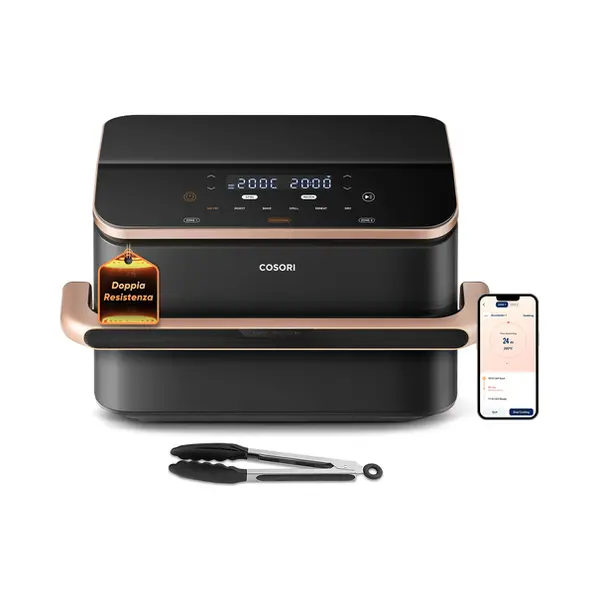 Cosori Dual Blaze Twinfry Chef Edition Dubbel 10 l Vrijstaand 2800 W Heteluchtfriteuse Zwart, Roségoud thumbnail