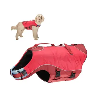 Kurgo Surf 'n Turf Dog Life Jacket, Flotation Vest For Dogs, Reflective, Adjustable, Medium-Red