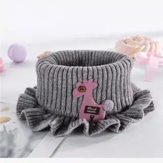 Nekwarmer Voor Kinderen – Met Schattig Borduursel - Grijs