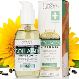Advanced Clinicals Collageenolie Voor Het Lichaam Met Vitamine C, Vitamine E Voor Hals, Decolleté, Bovenarmen, Dijen, 112 Ml