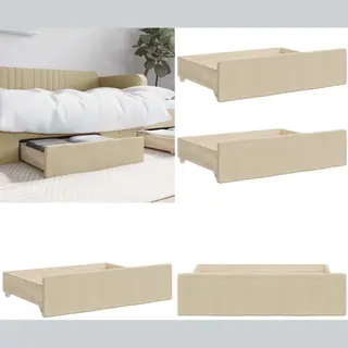 VidaXL Bedlades 2 St Bewerkt Hout En Stof Crèmekleurig - Bedlade - Bedlades - Lade Onder Bed - Lades Onder Bed