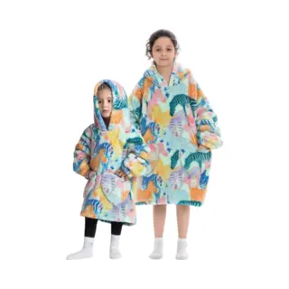 Comvie Zebra Deken Kind Met Capuchon - Fleece Poncho-128 T/m 152 (ca.7-10 Jaar)