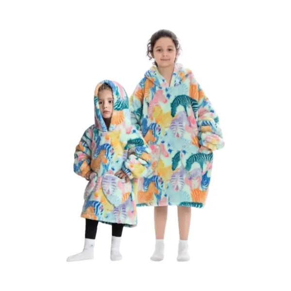 Comvie Zebra Deken Kind Met Capuchon - Fleece Poncho-128 T/m 152 (ca.7-10 Jaar) thumbnail