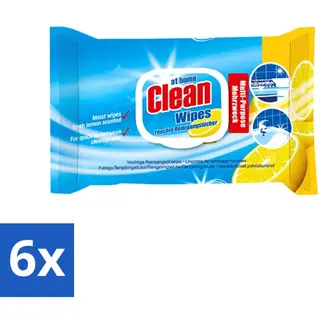 At Home - Clean - Multi-Purpose Reinigingsdoekjes - Citroen - Vochtig - 55 Doekjes - Voordeelverpakking - 6 Stuks
