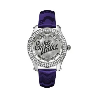 Marc Ecko Ladies Watch E10038M3 With Rollie Silver Dial And Purple Patent Strap