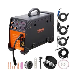 Vevor Mig/mma/tig 3 In 1 Schweißgerät 50–250a Fülldrahtschweißen(0, 8 Mm & 1 Mm) Igbt-technologie 2, 2–12m/min Drahtgeschwindigkeit 5, 6 Kva