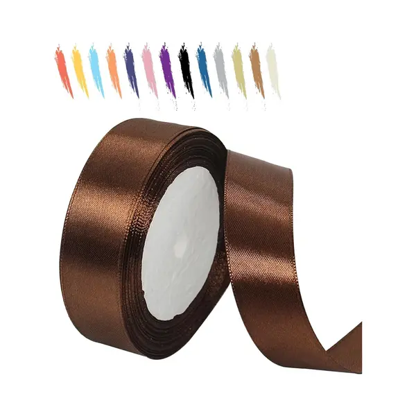 2 Rollen Satijnen Lint Van 25 Mm Voor Cadeauverpakking, 21 Meter/rol, Lint Voor Boeketten, Naaiwerk, Strikken, Bruiloft-/verjaardags-/feestdecoraties, thumbnail